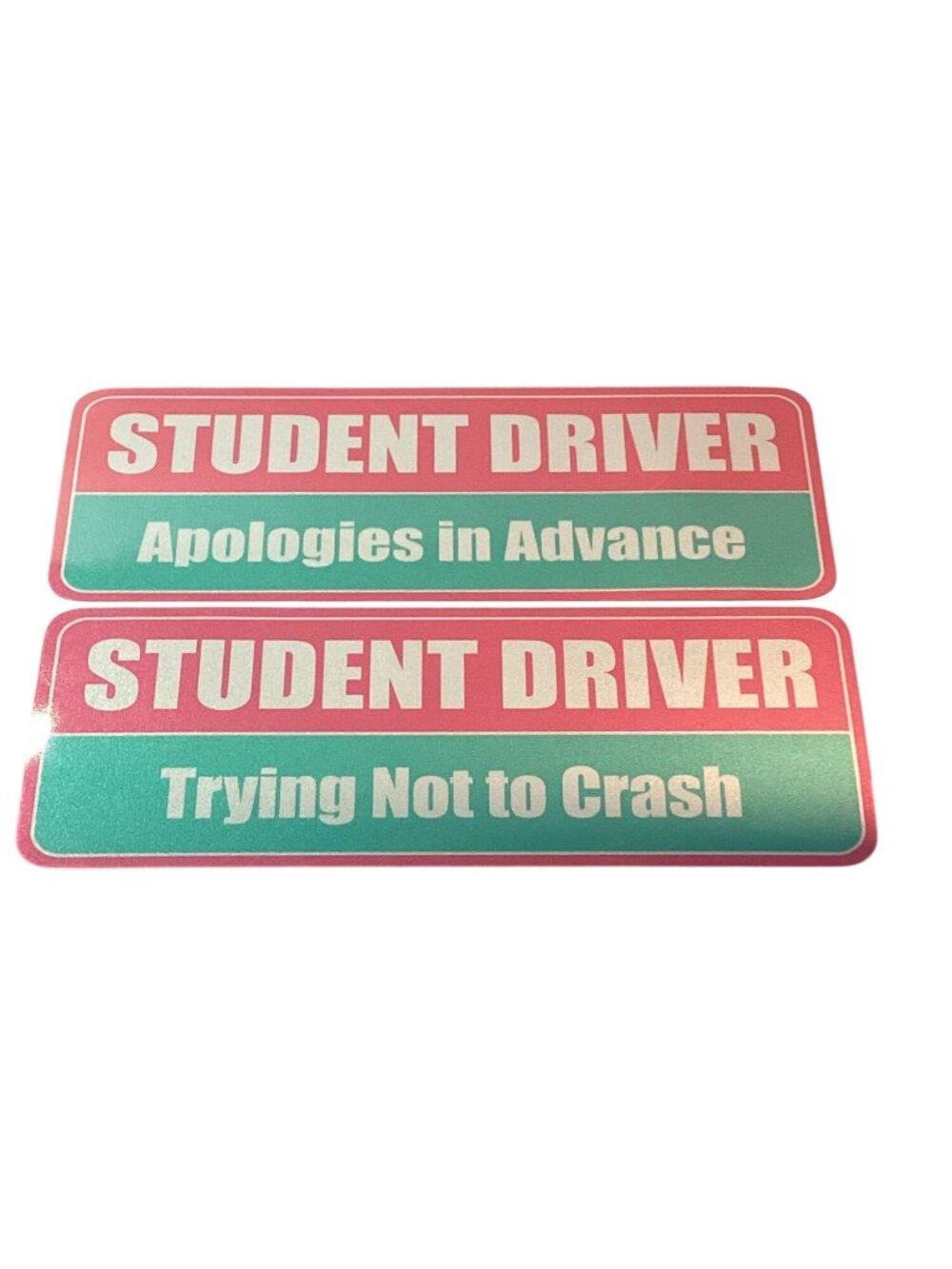 2 Pack Pink and Green Student Driver Reflective Adhesive Vinyl 10" X 3.5" New